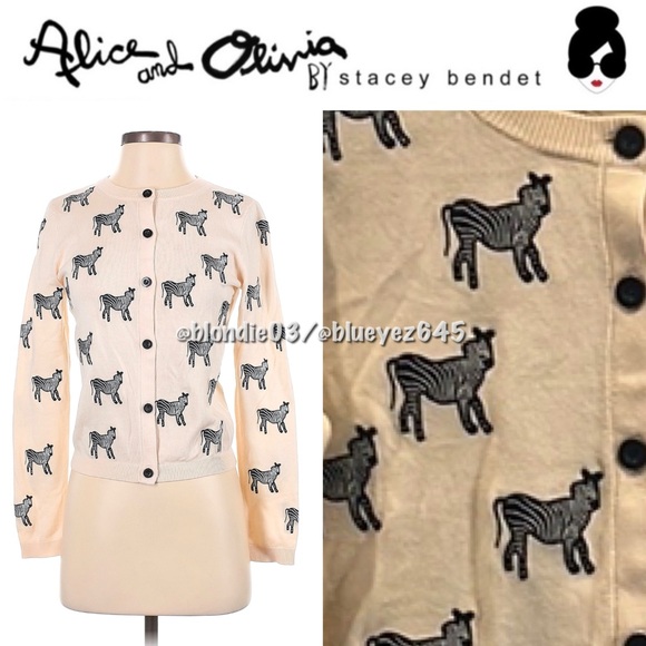 Alice + Olivia Sweaters - Alice + Olivia “Ruthy” zebra print cardigan XS NWT